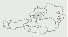 Karte von Österreich mit einem markierten Punkt in der Mitte von Oberösterreich.