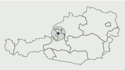 Österreich-Karte mit hervorgehobener Position bei Mauch in Oberösterreich.