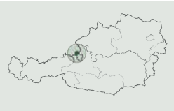 Karte von Österreich mit hervorgehobenem Bereich rund um Salzburg.