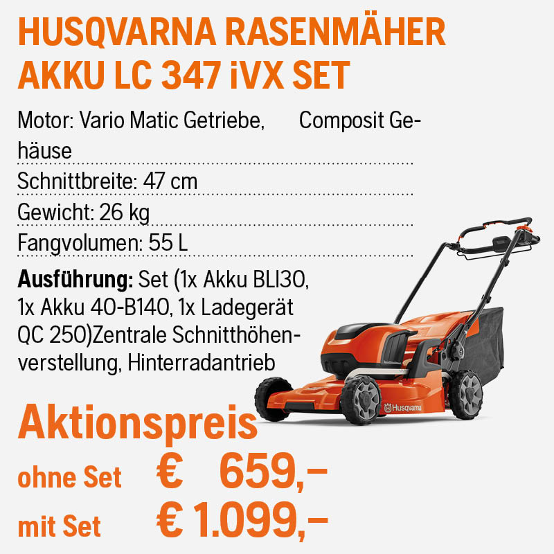 HUSQ Rasenmäher Akku LC 347 iVX SET