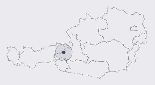 Umrisskarte von Österreich mit einer Markierung bei Kressl.