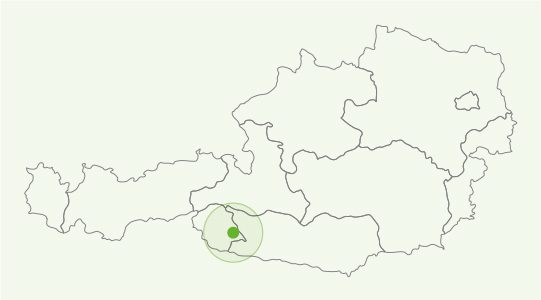 Karte von Österreich mit markiertem Standort in der Region Kärnten.